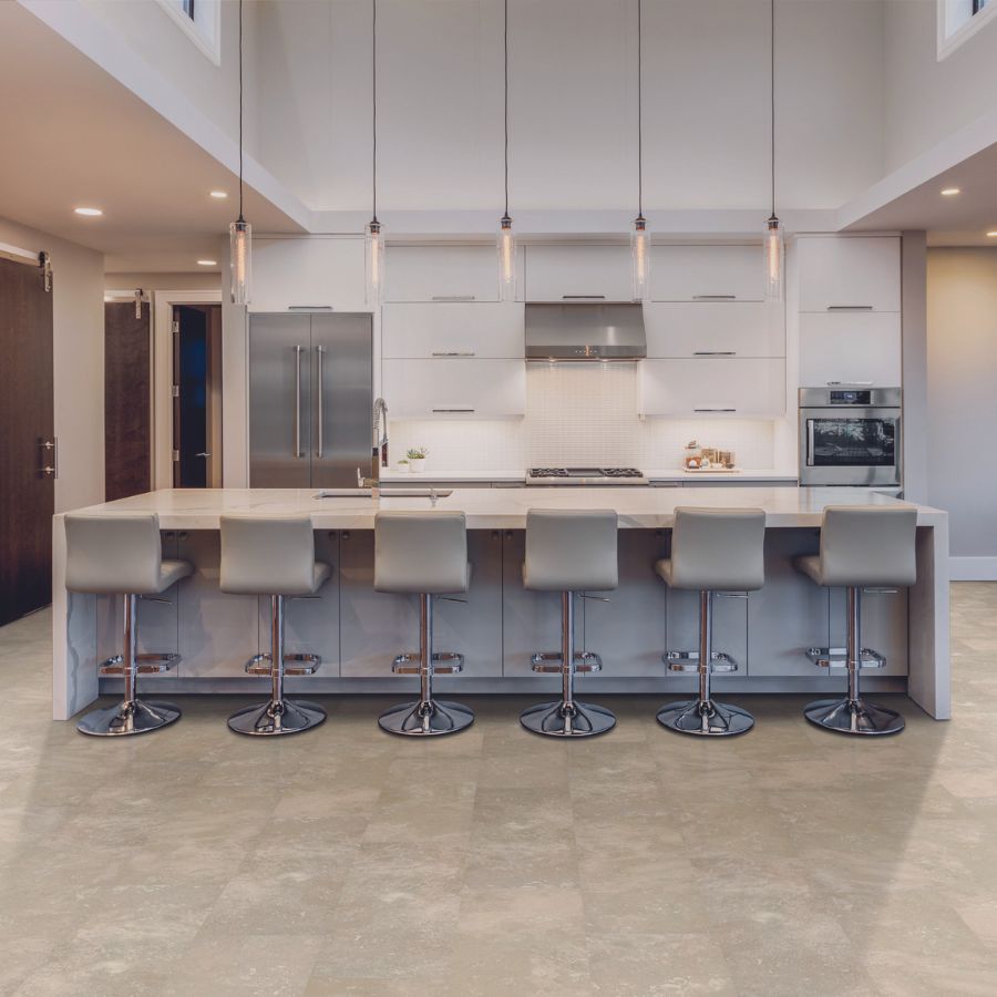 Tile floors in a modern kitchen